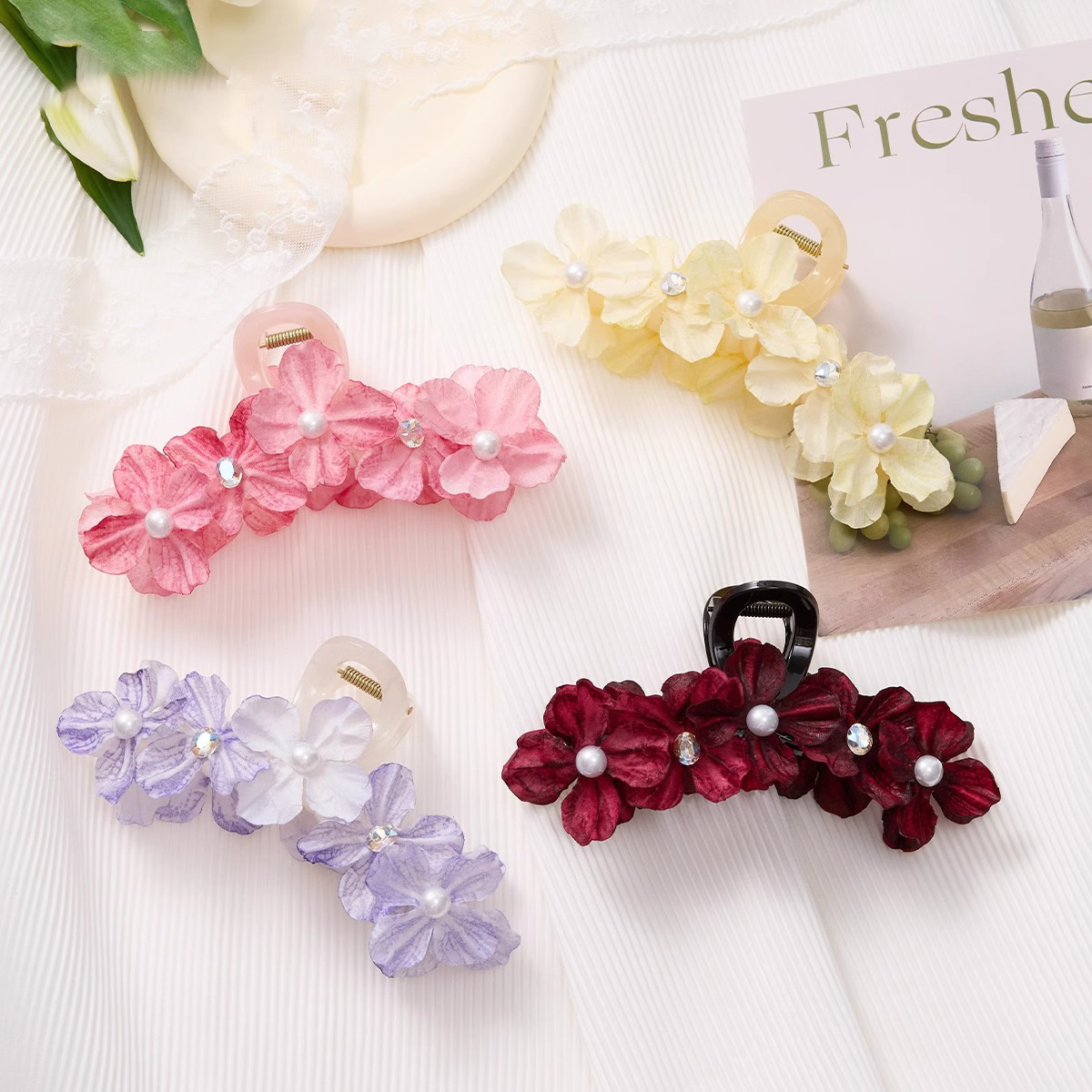 76g Weight Hair Claws Hair Accessories Type Vacation Simple Style Women's Plumeria Plastic Cloth Hair Claws