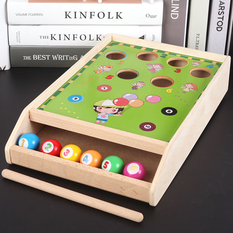 Wooden Children's Fun Billiards Desktop Game Adult Leisure Entertainment Children Parent-Child Interactive Billiards Hole Toy