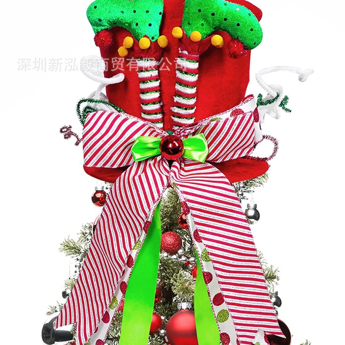 Рождественское украшение Рождественская елка Топ Топпер Сжимаемые складные ноги ведьмы Бант Елка Шляпа Рождественская елка Верхняя звезда