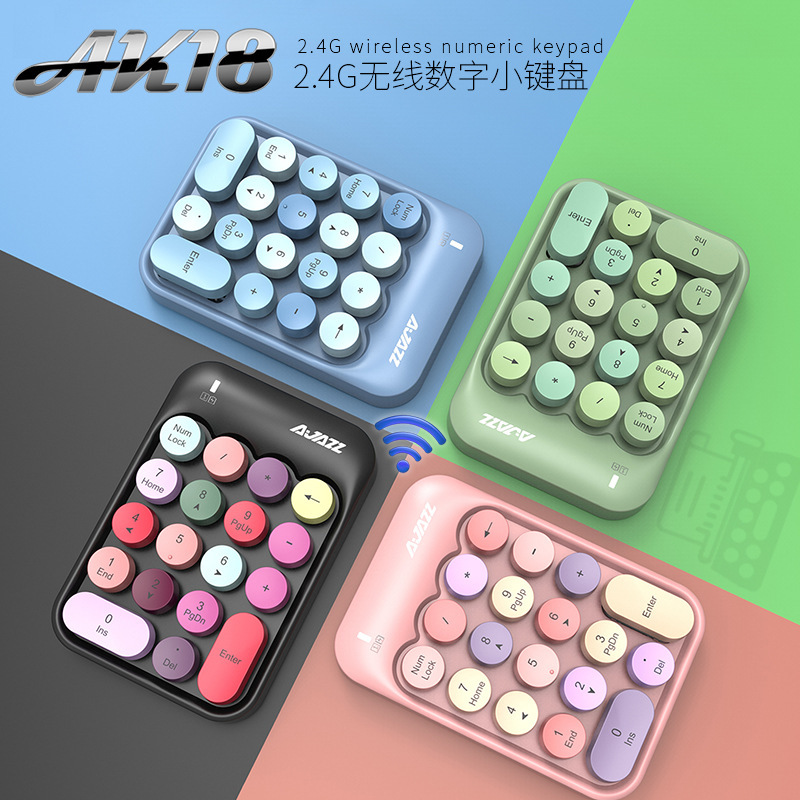 Black Duke AK18 Wireless Numeric Keyboard Mini 2.4G Round Keycap…