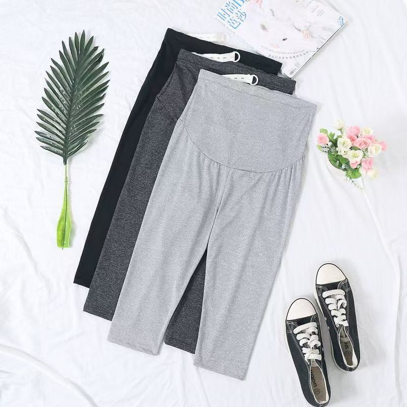 [Customized] Maternity Pants Summer Thin Maternity Leggings Stretch Outerwear Cropped Pants Maternity Pants