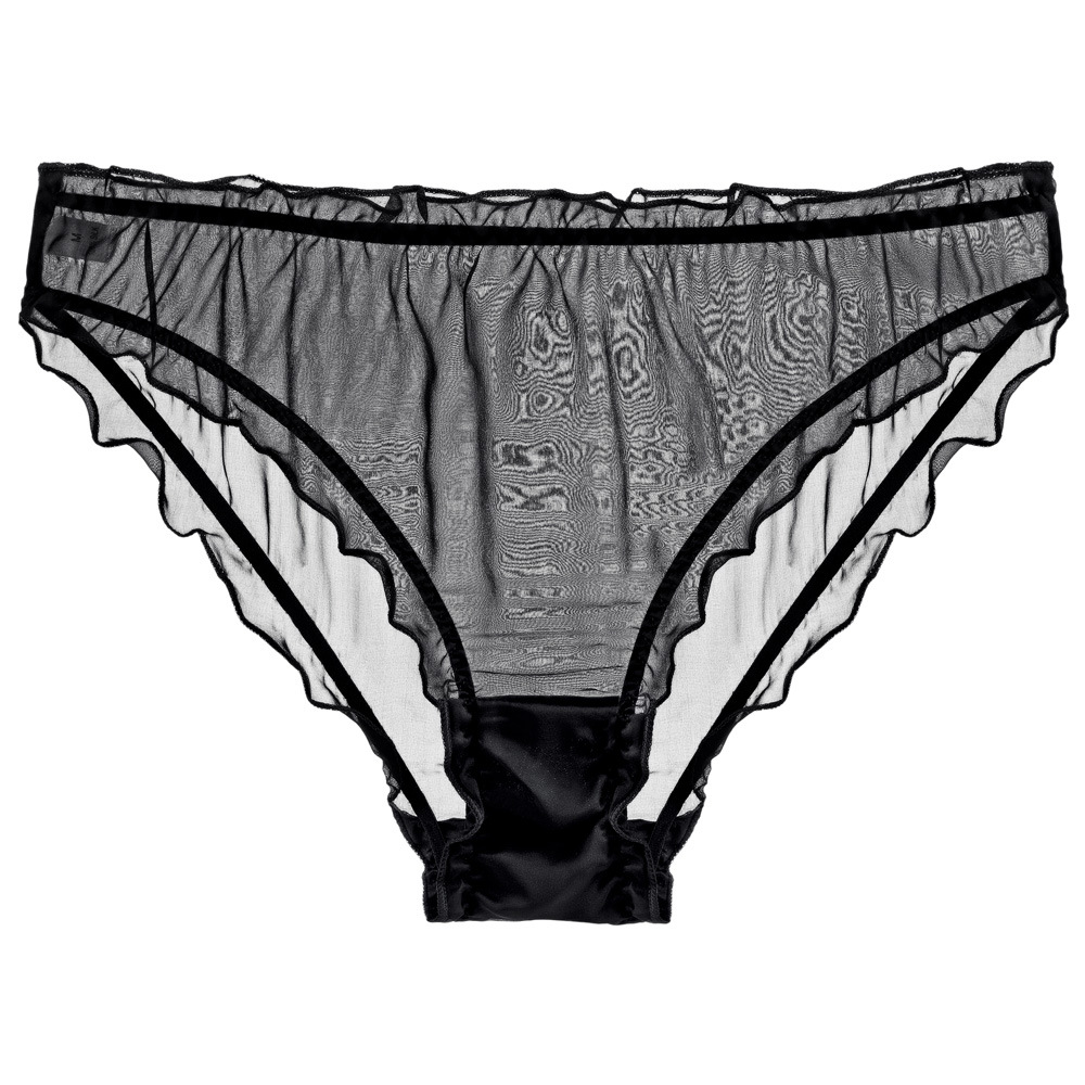 Lady Mulberry Silk Panties Translucent Chiffon Sexy Briefs Ruffled Underwear - Picture 16 of 23