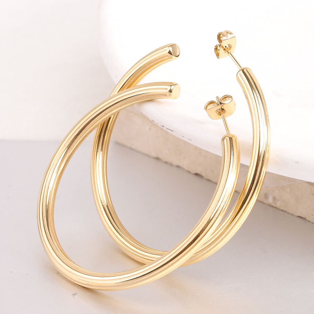 Earrings Classification 1 Pair Quantity 1 Pair Simple Style Solid Color Plating Metal Gold Plated Earrings