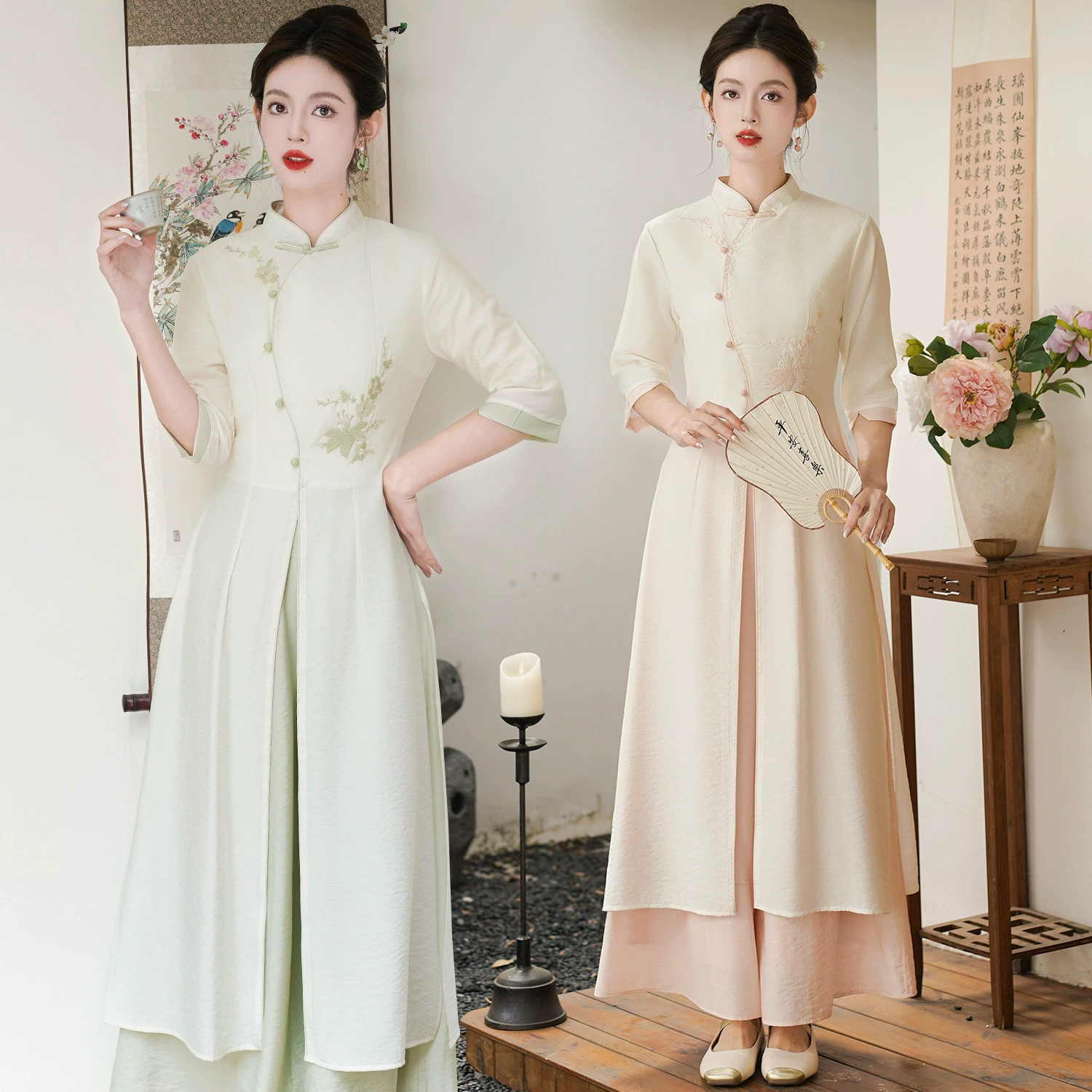 2168 Весна, лето, осень, три сезона Новый китайский улучшенный cheongsam Женская летняя вышивка