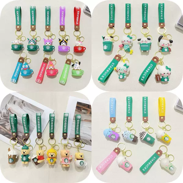 Cartoon Starbucks Keychain Pendant Cute Doll Solid Stereo Silicone Bear Doll Car Creative Gift