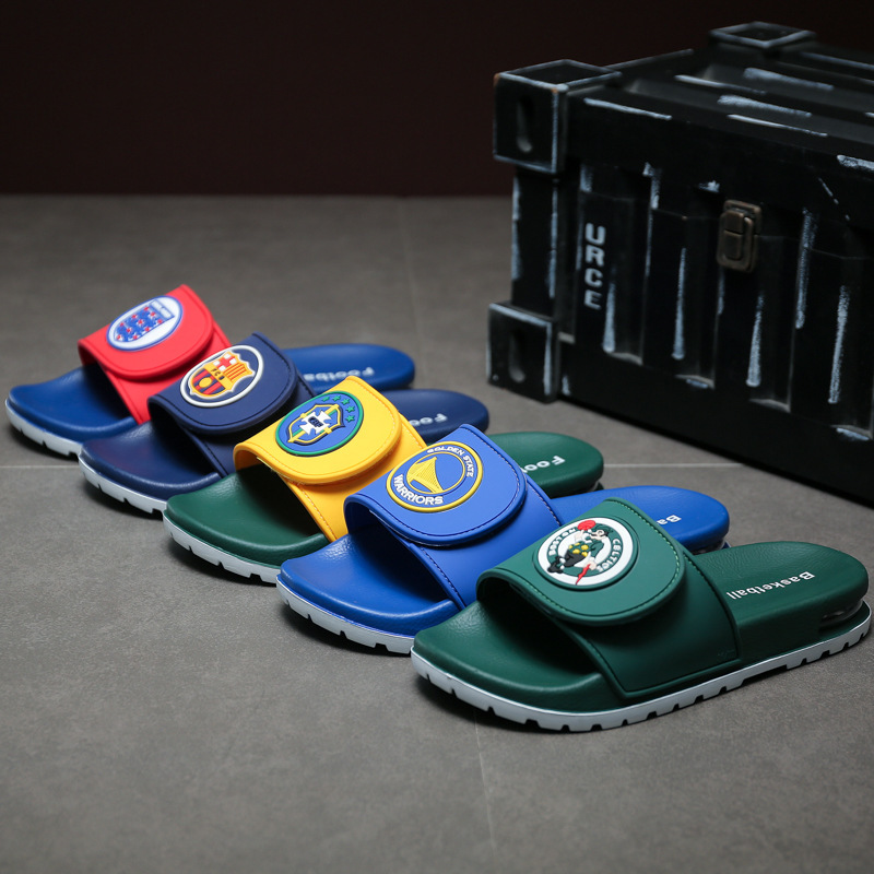 Football Slippers Barcelona Real Madrid Trendy Casual Slippers Student's Large Size Outdoor Non-Slip Sports Slippers