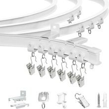 6米PVC塑钢弯轨钢夹套装 窗帘轨道含配件 U型L型可弯曲路轨 跨境