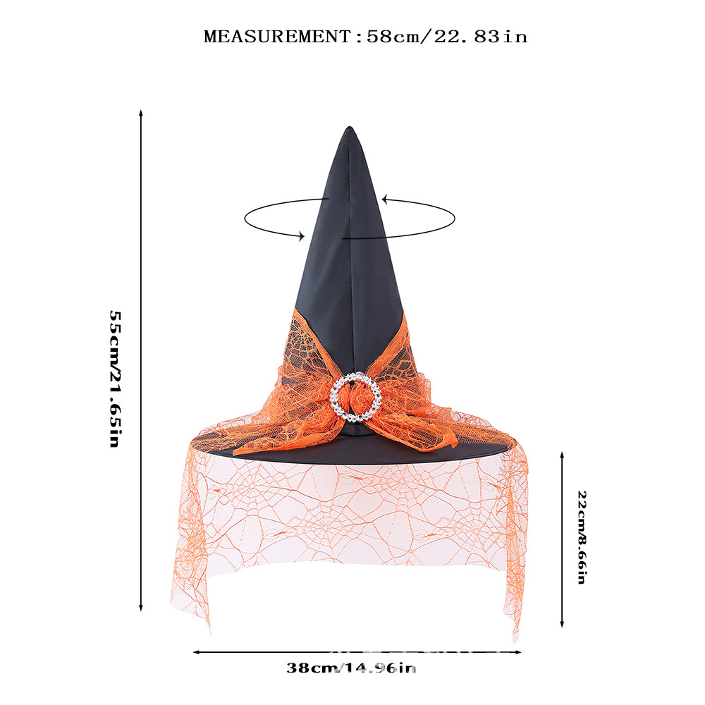 Sombreros de Halloween transfronterizos brujas accesorios de decoración para adultos niños cosplay brujas tocado de malla poliéster
