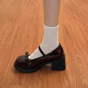Brown jk British style small leather shoes French retro Japanese Mary Jane shoes women's Lolita niche bow women's shoes