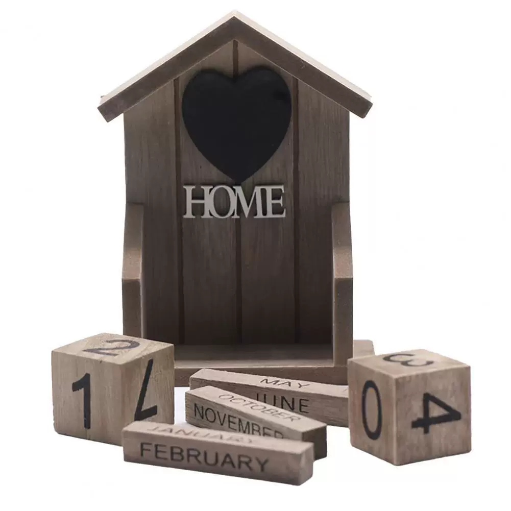 Креативный деревянный календарь подставка украшение обратный отсчет карта праздничный подарок украшение рабочего стола маленький дом форма Настольный календарь
