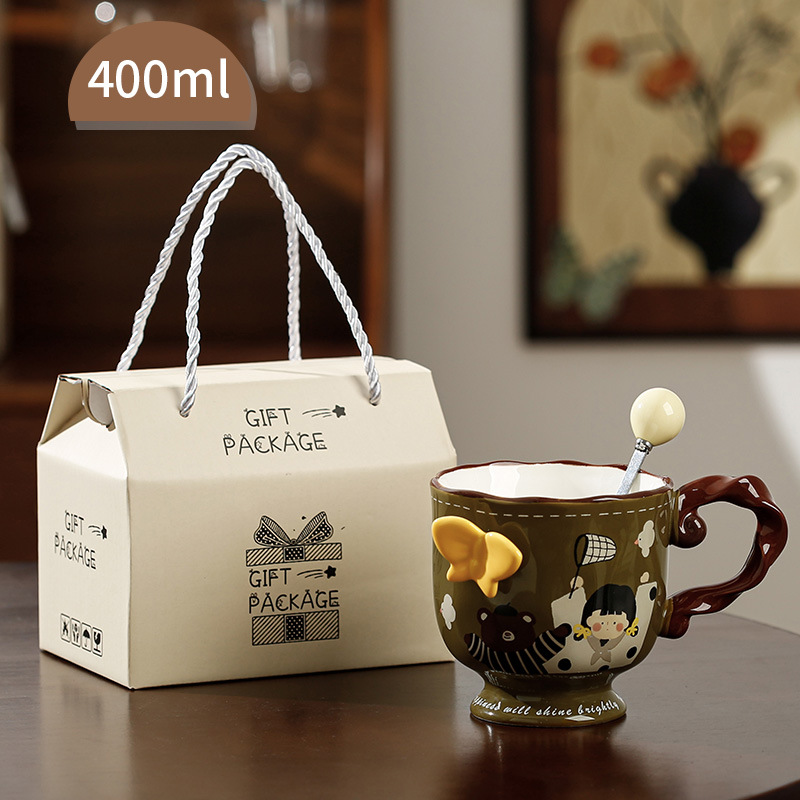 Taza de mariposa creativa Taza de cerámica de alta calidad Taza de café de recuerdo Taza de agua de oficina Taza de desayuno para el hogar