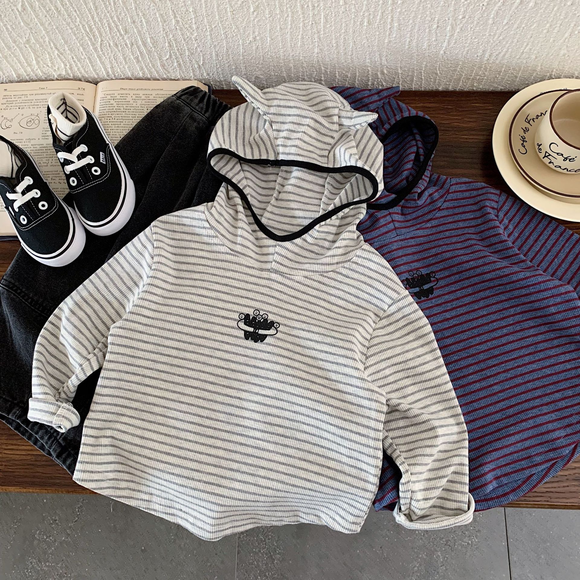 Children's Long-Sleeve Base Shirt Casual Loose Versatile Striped Trendy Boys' 2025 Autumn New Toddler Top