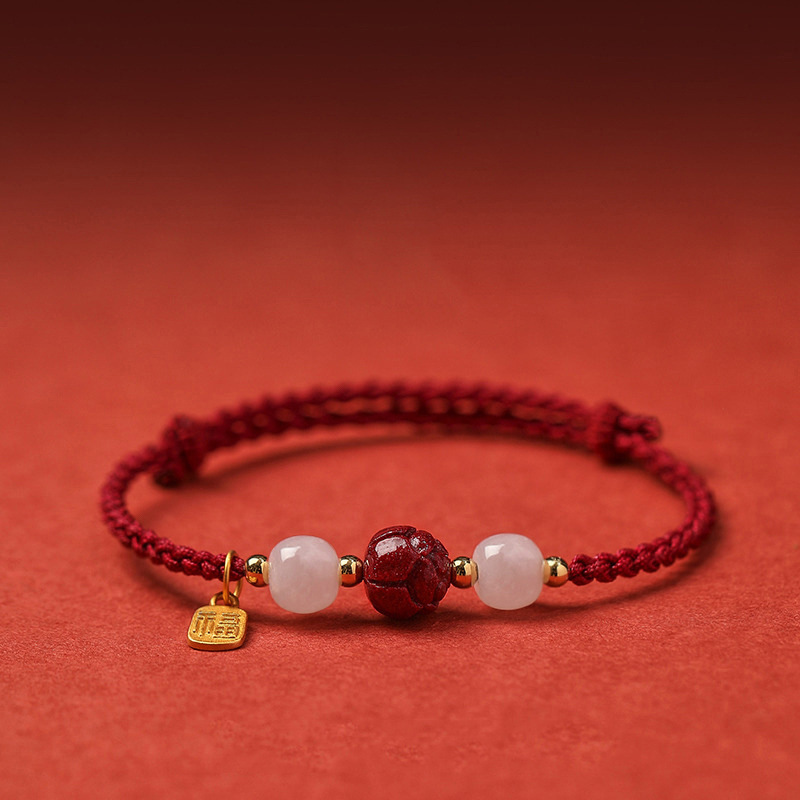 Natural Purple Gold Sand Bracelet Little Red Rope Bracelet Female Summer Cinnabar Bracelet Couple Girl's Hand Rope Graduation Gift for Men