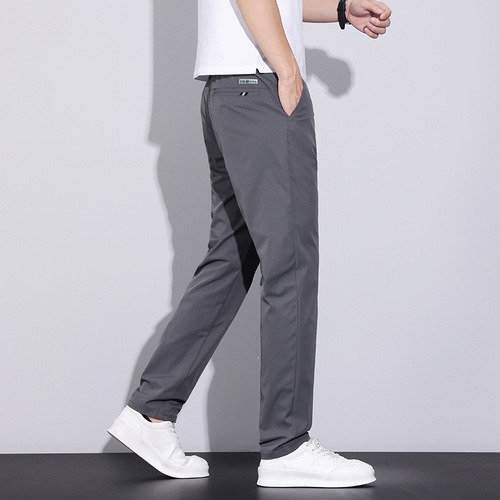 Men's Summer Thin Ice Silk Casual Trousers 2025 New Loose Straight Leg Business Western Pants Quick-Drying Breathable Long Pants