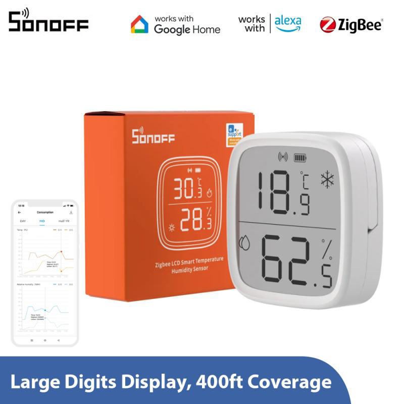 SONOFF SNZB-02D 2.5寸LCD液晶智能传感器带LCD屏实时监测联动