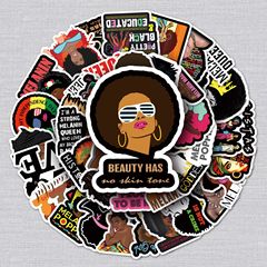 50 Motivational Black Girl Doodle Sticker for Luggage, Bicycle, Skateboard, Waterproof Car Decorative Sticker