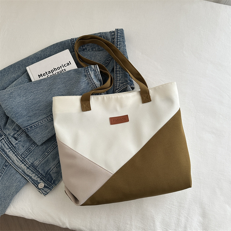 Bolso de gran capacidad para mujeres 2024 nuevo verano viaje empalme bolso de hombro bolso de lona para estudiantes universitarios