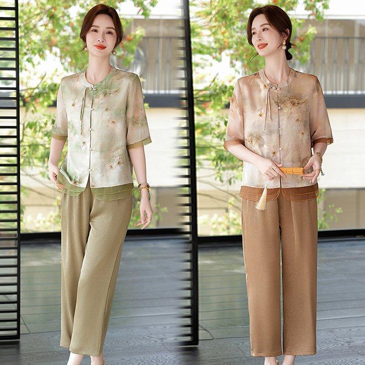 母亲节衣服妈妈夏装2025新款高贵套装中老年女夏季国风短袖两件套