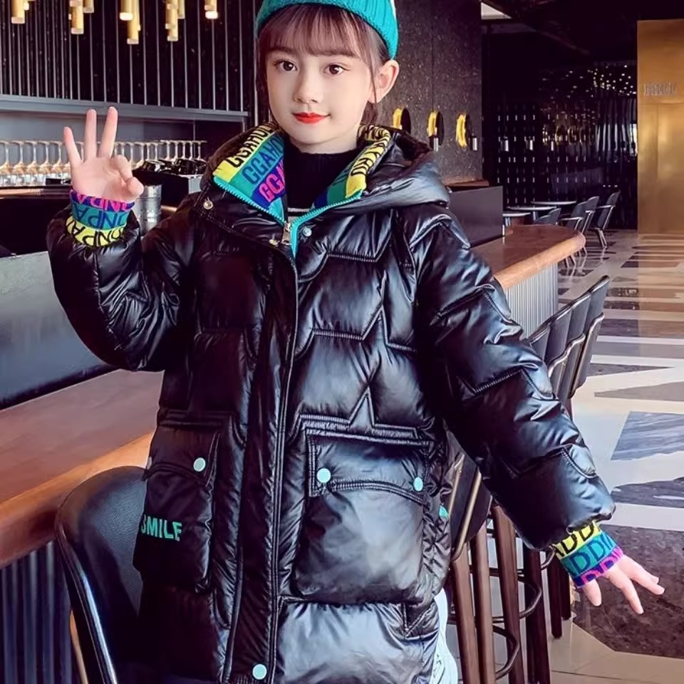 女童棉服儿童亮面免洗外套羽绒棉衣2024新款冬装洋气大童冬款棉袄