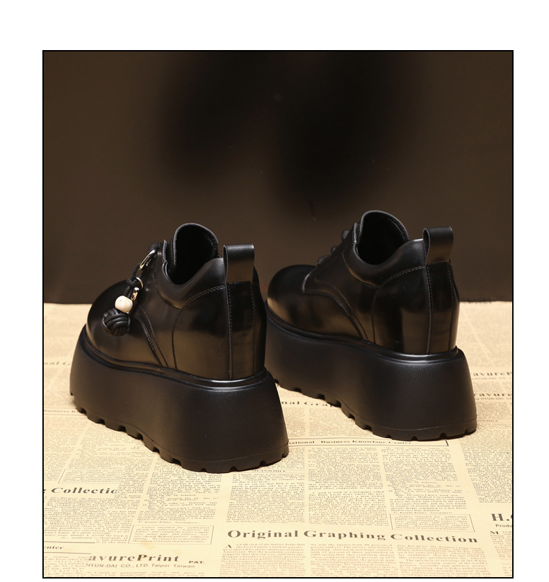Giày loafer nữ đế dày tăng chiều cao phong cách Hàn Quốc — màu đen chi tiết 19