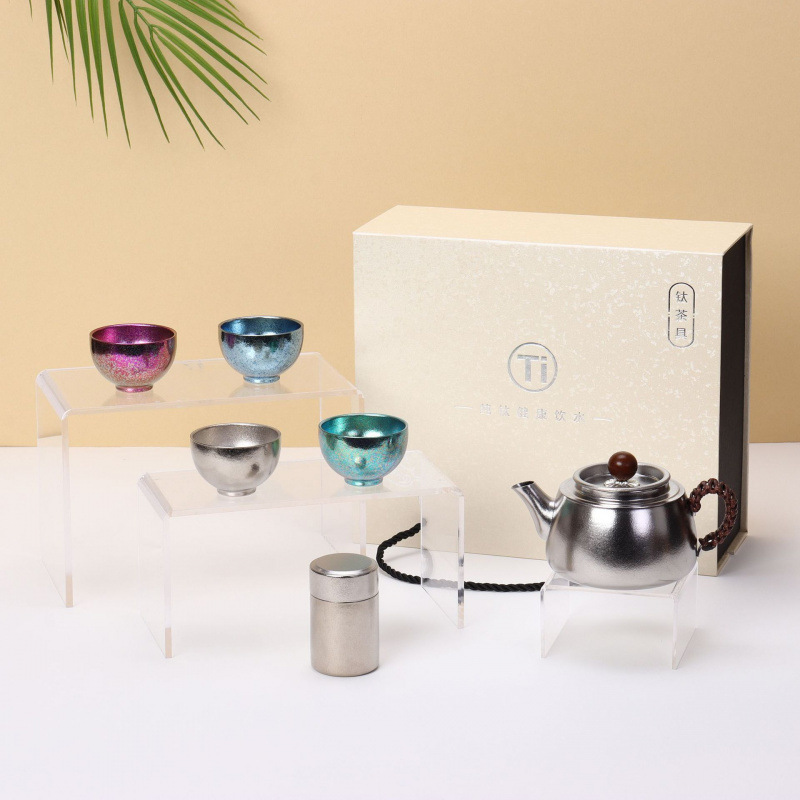Juego de Té Kung Fu de Titanio, Portátil y Resistente a Altas Temperaturas, para Exteriores y Hogar