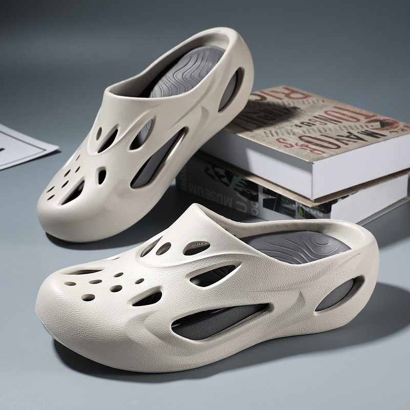 2024 summer new slippers men's casual thickened removable insole hole shoes fashion non-slip beach shoes