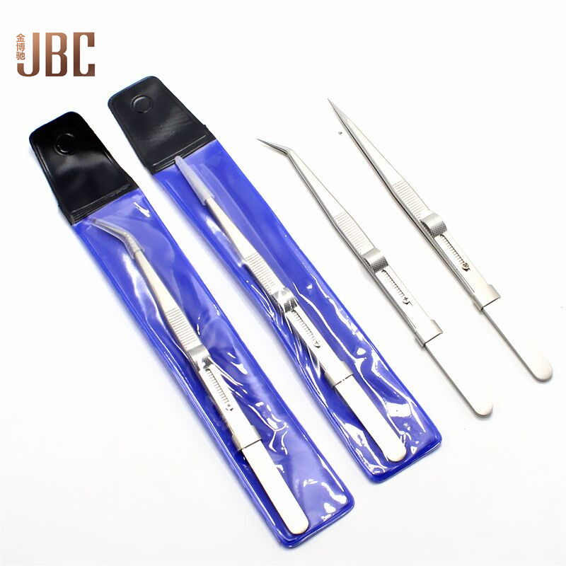 带锁镊子1.5mm磨边珠宝系列ESD可调节锁位细长尖头弯头加硬不锈钢