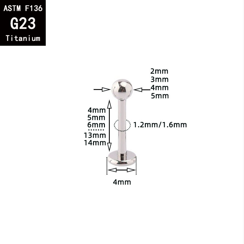 Pointed titanium steel lip stud product view