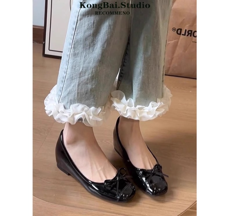 裸色单鞋女2025新款内增高平底瓢鞋法式气质芭蕾鞋浅口软底豆豆鞋|undefined