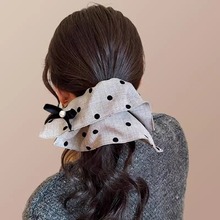 复古波点大肠发圈女士夏季百搭甜美风方巾发圈珍珠蝴蝶结马尾发圈