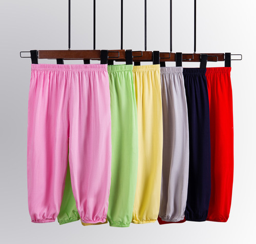 Summer children's anti-mosquito pants, bloomers for boys and girls, thin solid color home pants for babies, Korean style, stylish children's pants for outer wear