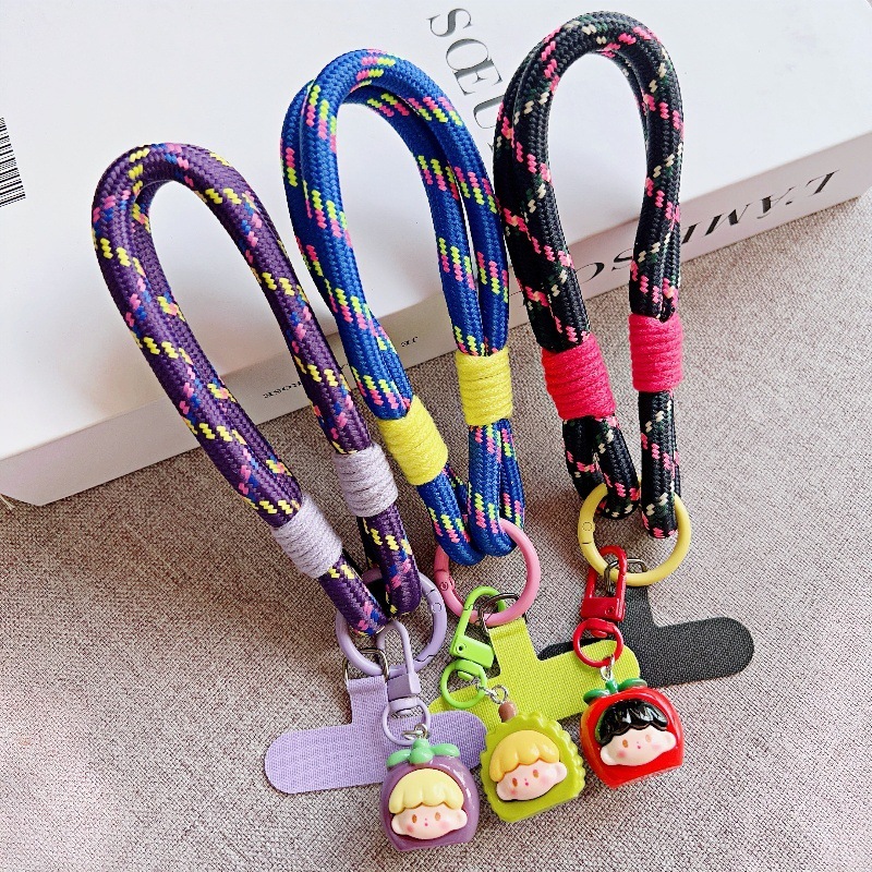 Cordón de dopamina para teléfono móvil, resistente a la pérdida y al grosor, duradero, cordón de muñeca tejido a mano, carcasa, accesorios colgantes de frutas europeas