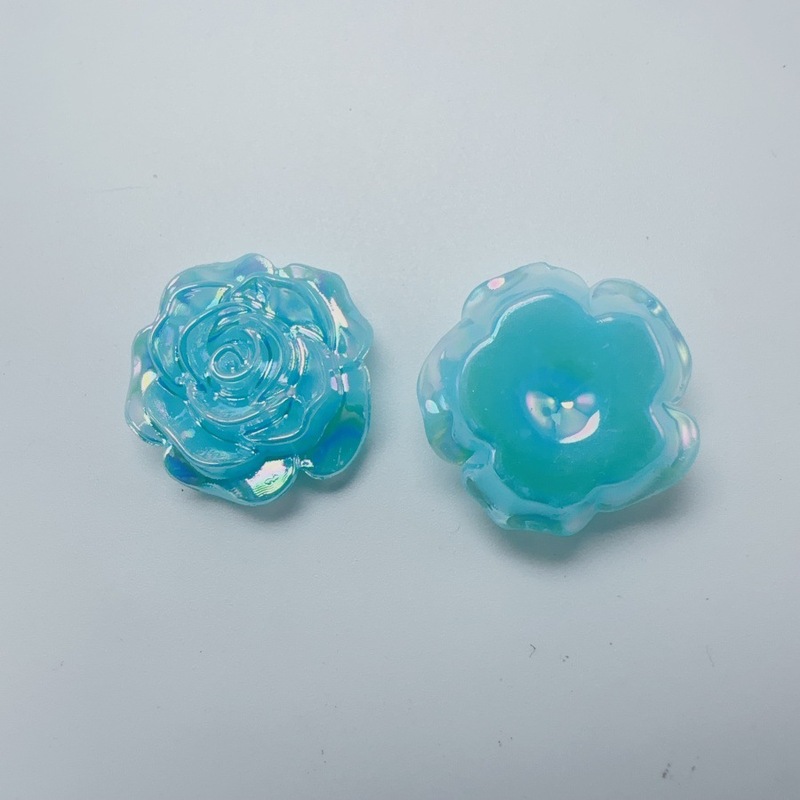 DIY塑料配件双色粉蓝人鱼粗尾巴鞋花饰品配件宝石蓝色蝴蝶洞洞鞋|undefined