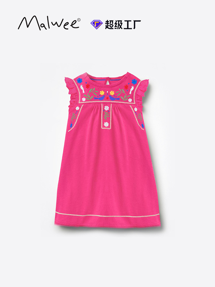 Vestido de verano de niñas, nuevo estilo europeo y americano, vestido de princesa de cuello redondo para niños, vestido casual para niños