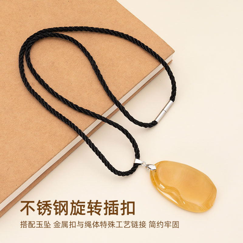 项链绳水晶吊坠绳黄金珠宝挂绳玉佩男女款锦纶钢扣插扣黑绳子批发