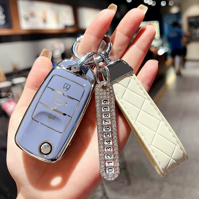 Car key bag: Corn, Cs15, Eado Dt Key - changan-folding-gray-blue-single-shell-white-diamond-rope-number-plate