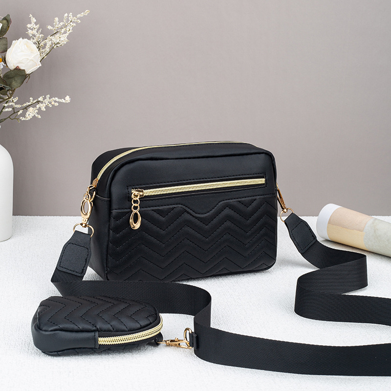 Women's Shoulder Bag New Style Wave Embroidery Front Zipper Crossbody Camera Bag Casual Mobile Phone Bag Coin Purse Foreign Trade Women's Shoulder Bag New Style Wave Embroidery Front Zipper Crossbody Camera Bag Casual Mobile Phone Bag Coin Purse Foreign Trade