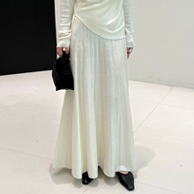 针织半身裙秋冬季裙子羊绒羊毛混纺高腰A字裙中长款打底裙5585