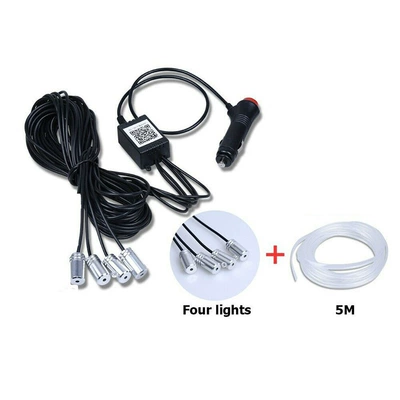 Car led atmosphere light colorful Panel (Dashboard) işıqlandırması - one-to-four-including-5m-optical-fiber-cigarette-lighter-head-mobile-app-model