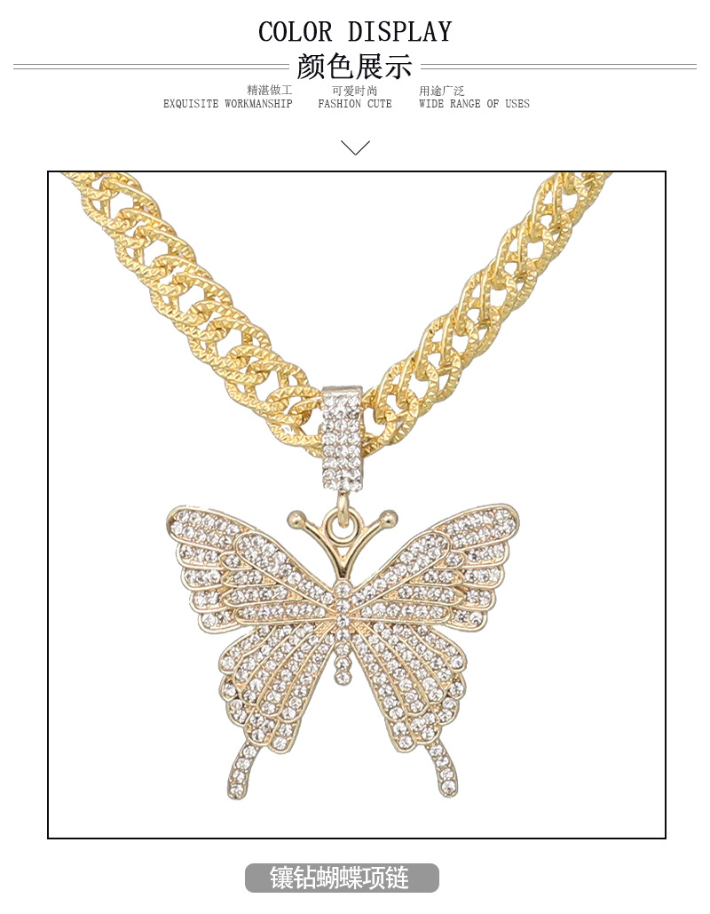 Fashion Alloy Diamond Butterfly Necklace display picture 3