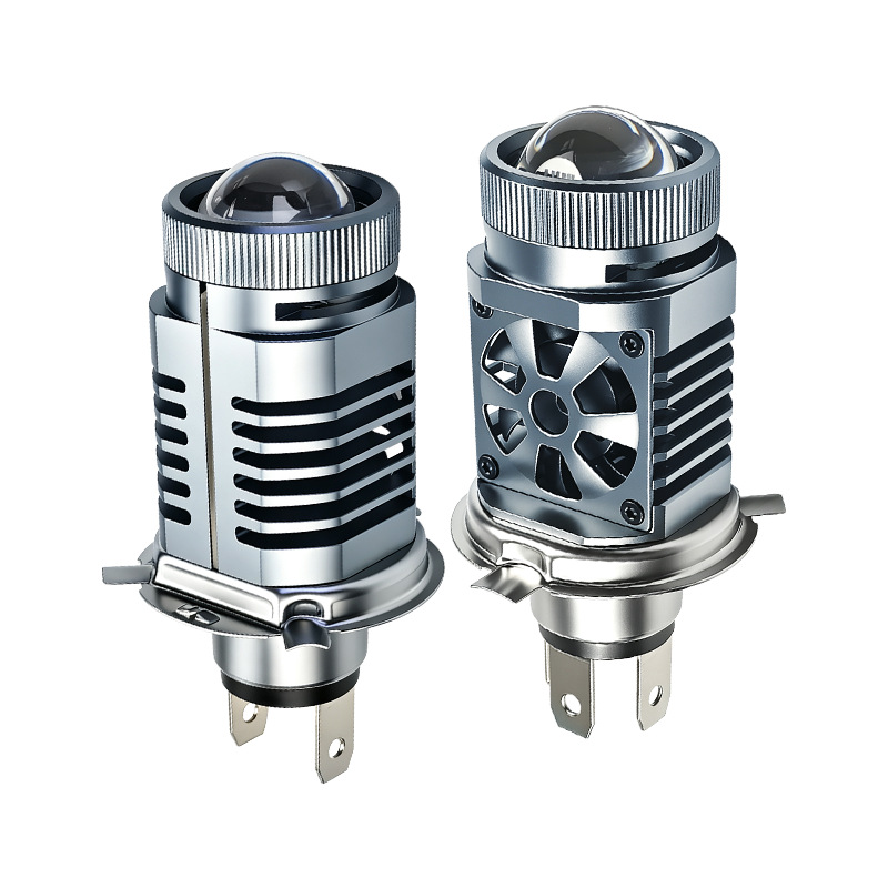 Motorcycle front headlight H4 three-prong H6 white and yellow electric vehicle spotlight, integrated high and low beam dual-color modified H6 bulb