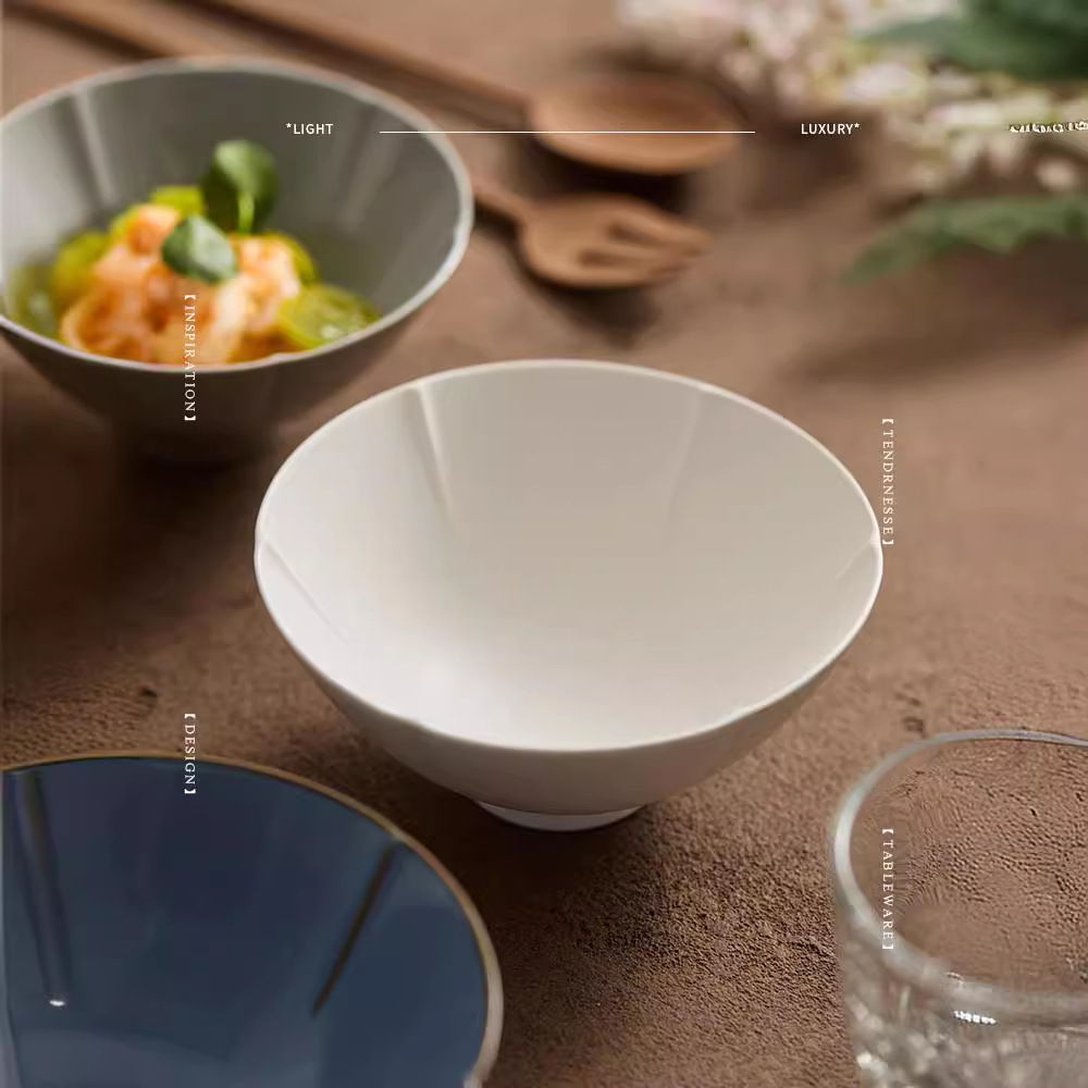 Las montañas y los ríos. Cuencos de arroz de cerámica de estilo nórdico cuencos de ensalada creativos simples cuencos de alto valor de la cara cubiertos al por mayor