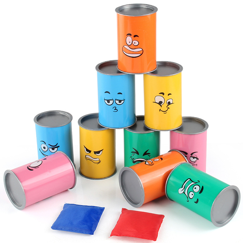 Juguetes de lanzamiento casuales para niños emoticones divertidos lanzamiento creativo para tirar bolsas de arena para derribar barril juguetes tradicionales interiores y exteriores