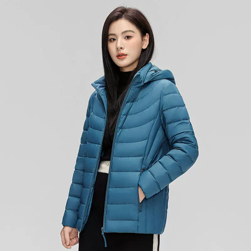 2024冬季新款羽绒服女中长款立领保暖上衣大码胖MM连帽外套90绒