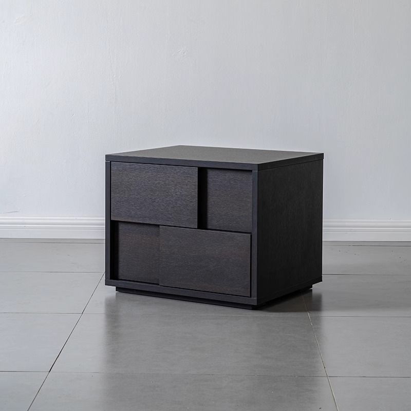 단단한 나무 침대 옆 캐비닛 이탈리아 스타일의 가벼운 럭셔리 간단한 바닥 침실 서랍형 침대 옆 수납 캐비닛 블랙 고급