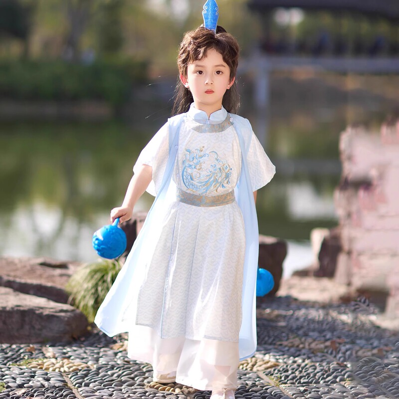 Boys Hanfu Ao Bing Nezha suit cos Children's Devil Boy Comes to the World and Sea Animation Which 2 Table Performance Costume Summer