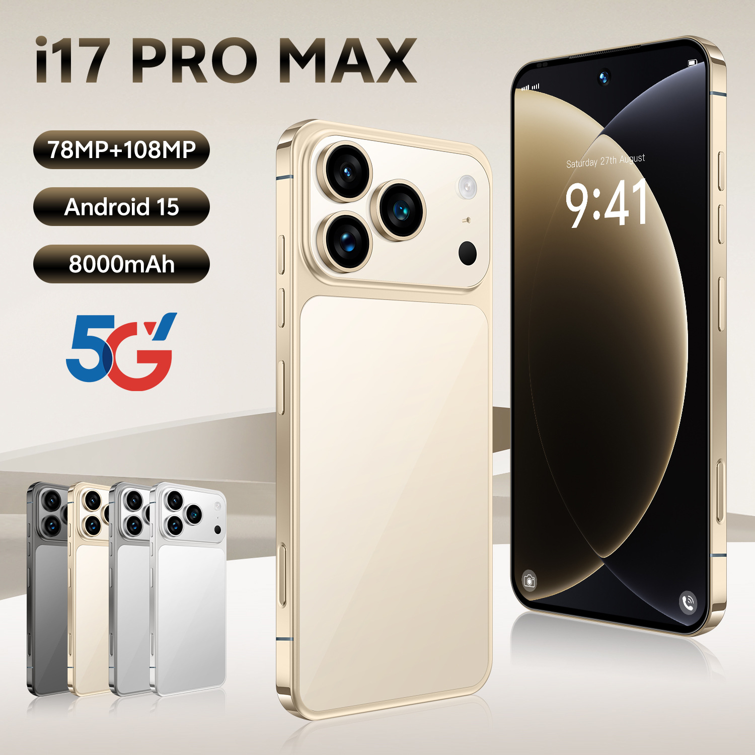 Transfronterizos Android teléfono i17 Pro Max inteligente 16 + 1T alta definición de la fábrica de la fuente de comercio exterior de teléfonos móviles