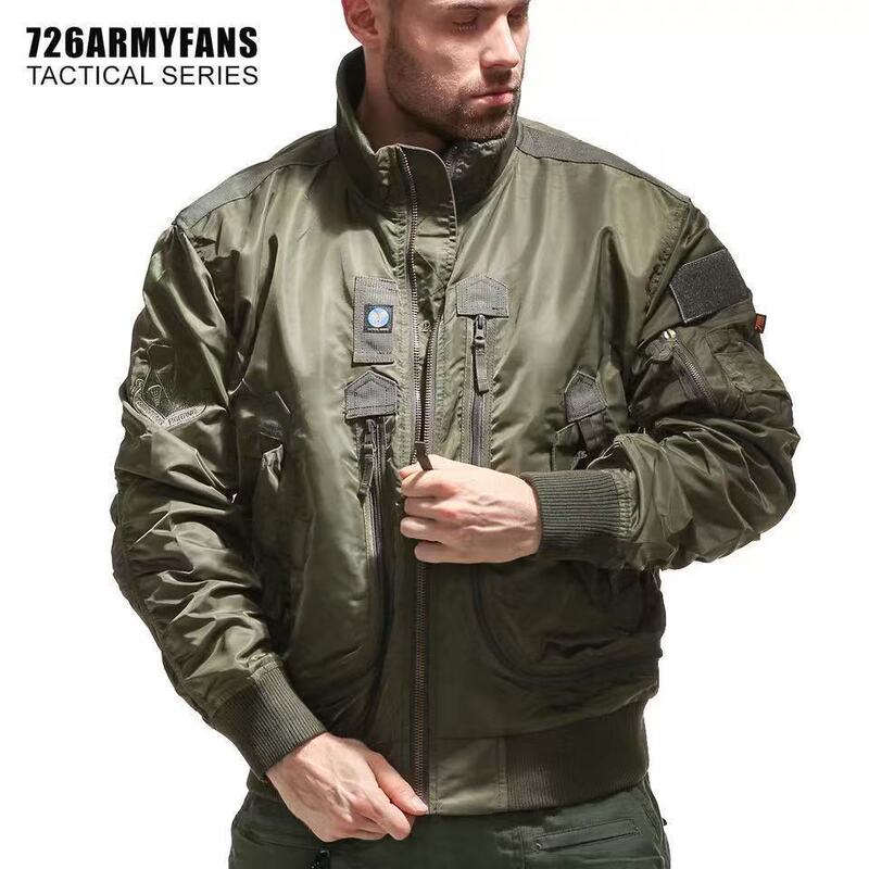 【726】Baseball Leading Fan Jacket Air Force Pilot Single Jacket Men's Baseball Uniform Tactical Stand Collar Jacket Men