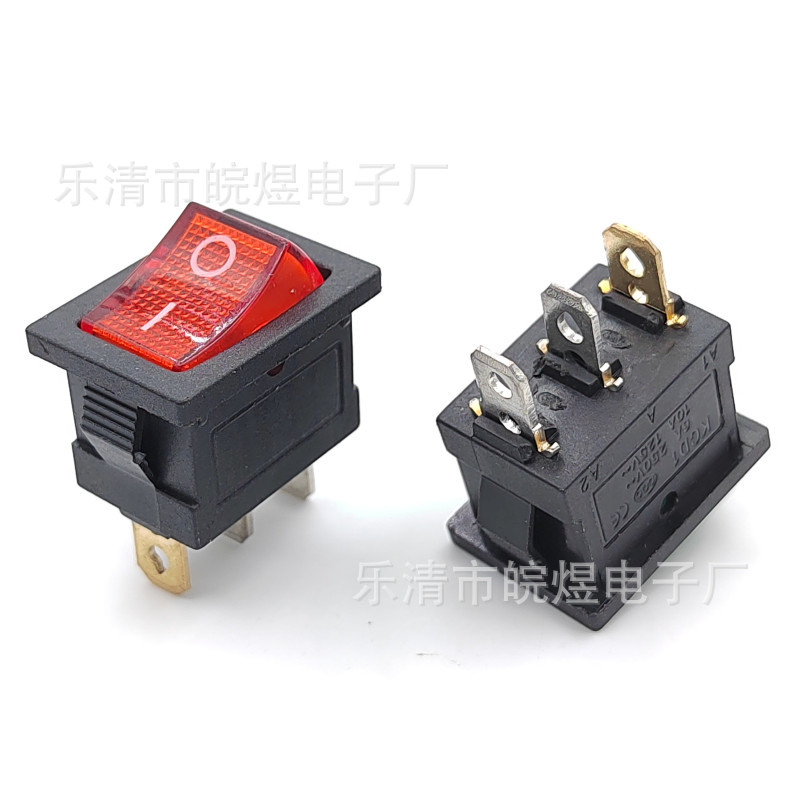 现货KCD1船型电源翘板开关三脚2档带灯暖风机吸尘器开关开孔15*21