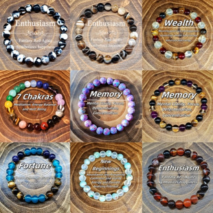 Temu Cross-Border Popular Bracelet Natural Stone Bracelet Tiger Eye Stone Crystal Bracelet Bohemian Hand Jewelry Manufacturer Wholesale